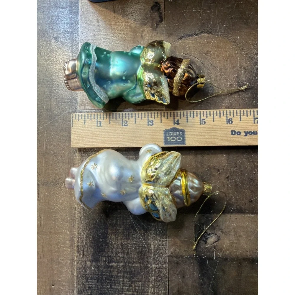 Brass Key Christmas Cherubs Angels Hand Blown Ornaments Vtg 2000 Set Of‎ 4